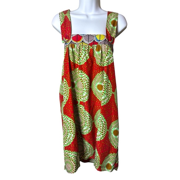 Central Park West 100% Silk Boho Geometric Sleeveless Square Neck Shift Dress XS - Picture 1 of 14